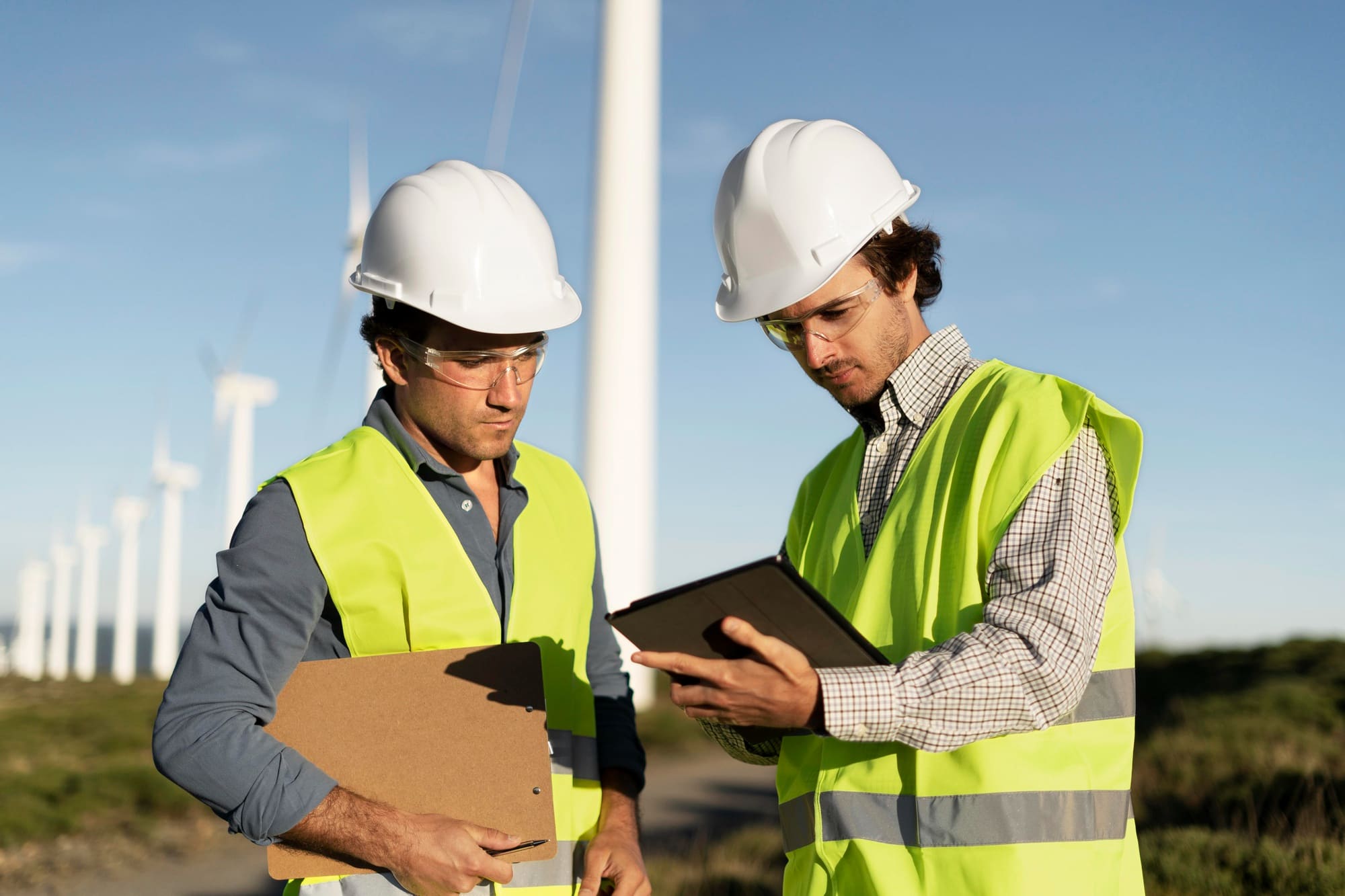 Renewable energy worker completing safety training